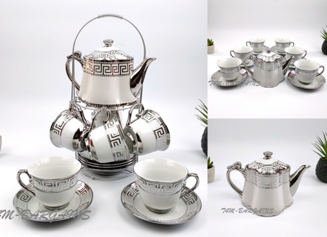 Conjunto de xícaras e bule de porcelana para chá ou café 15 peças