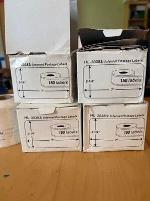 DYMO 30383 3-Part Internet Postage Labels  (2-1/4" x 7") - 4 Rolls of 150 - Image 1 of 2