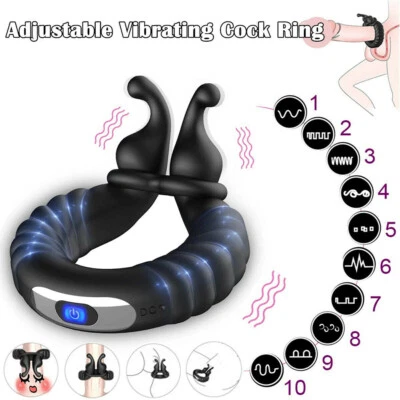 Vibrating Cock Rings Adjustable Penis Ring Silicone Rechargeable for Men - Image 1 of 4