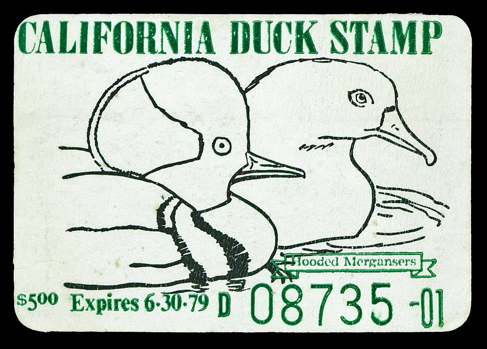 Scott CA9 1978 $5.00 Hooded Mergansers California Duck Stamp Unused NG Cat $80 - Image 1 of 1