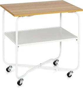 End Table on Wheels, 2-Tier Rolling Storage Cart, Easy Assembly Folding Metal Fr - Picture 1 of 9
