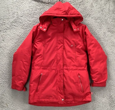 Vintage Free Country Down Jacket Women S Red Puffer Lined Full Zip Zip-Off Hood - Image 1 of 4