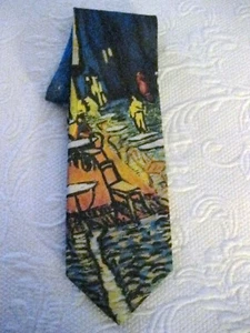 Ralph Marlin Necktie Van Gogh "A Sidewalk Cafe at Night" 1994 Vtg Polyester Tie - Picture 1 of 6