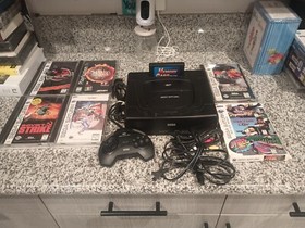 SEGA Saturn V2 Black Console Bundle w/ Memory Card, 8 Games Original Cables