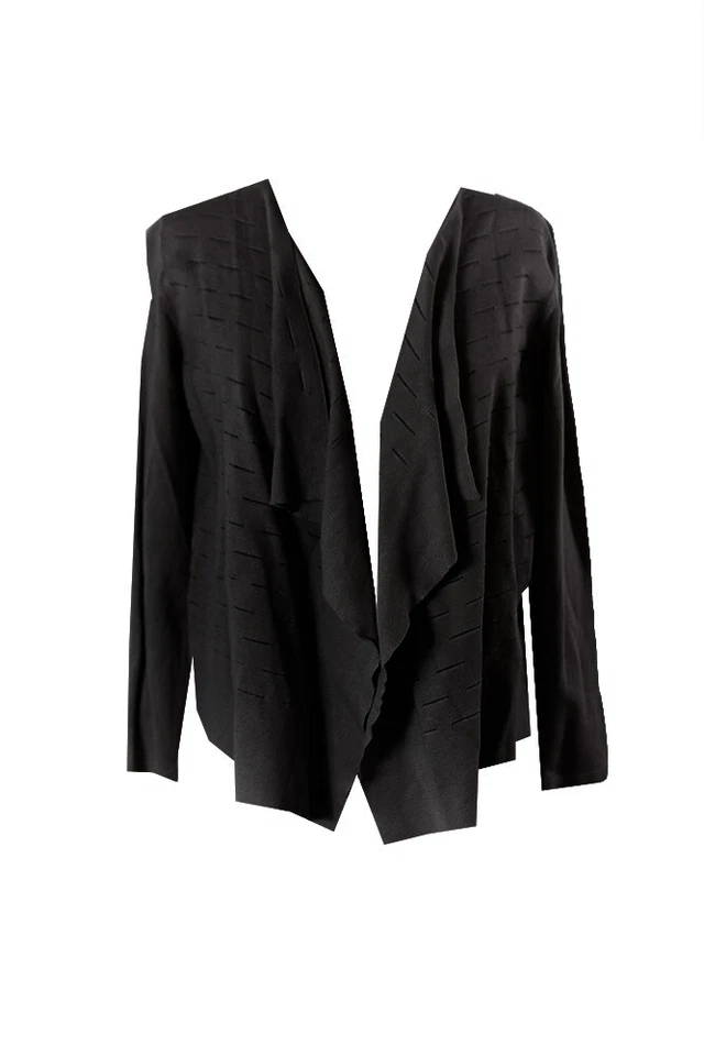 Alfani Petite Deep Black Slit-Detail Draped Open Cardigan PS