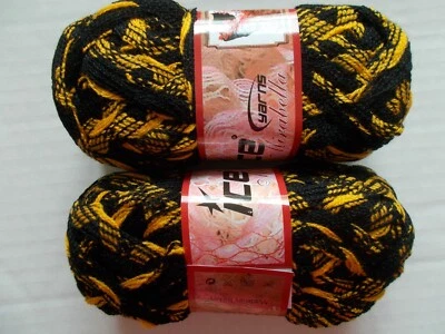 Hilos de hielo Mirabella malla volantes cinta hilo, amarillo/negro, lote de 2 (33 yardas ea) Foto 1 de 2