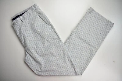 Pantalones de golf Calloway blancos con azul/amarillo a cuadros poliéster frente plano talla: 34x32 Foto 1 de 4