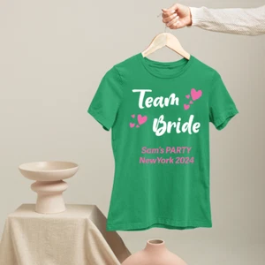 Team Bride T-shirt Your Name City Name Family Friends Benidorm Celebration Gifts - Picture 1 of 22