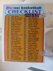 1981-82 Topps Basketball Card #W97 - Checklist 1-110 (96763) - Picture 1 of 2