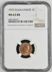 El Salvador 1 Centavo 1972 NGC MS 63 RB - Picture 1 of 2