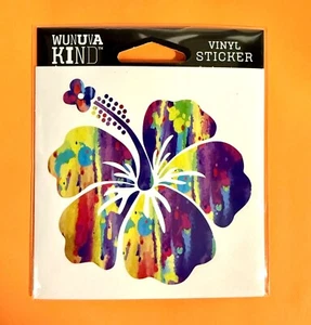 HIBISCUS FLOWER RAINBOW COLOR 4" VINYL DECAL STICKER FREE SHIP - Picture 1 of 1
