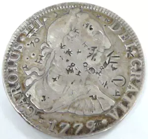 1799 Chopmarks Spanish Mexico 8 Reales 1700's Colonial Silver Dollar Pirate Coin - Picture 1 of 2