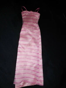Barbie formal evening gown pink striped - Picture 1 of 9