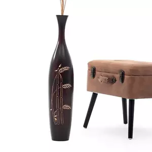 Leewadee Large Floor Vase – Handmade Flower Holder Made of Wood, Sophisticated - Picture 1 of 9