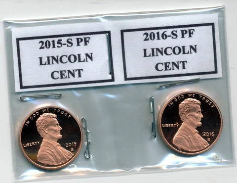 2015-S & 2016-S PROOF LINCOLN CENTS (LOT OF 2 COINS) Cover