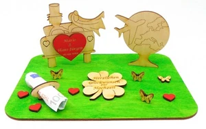 Geldgeschenk zur Hochzeit Hochzeitsgeschenk Hochzeitsauto Weltreise mit Flugzeug - Bild 1 von 13