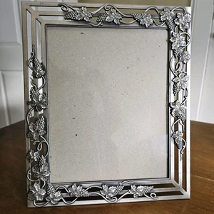 Vintage Ornate Photo Picture Frame Pewter Art Nouveau Grape Vine 8" x 10" - Picture 1 of 10