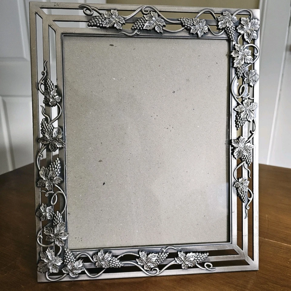 Vintage Ornate Photo Picture Frame Pewter Art Nouveau Grape Vine 8" x 10" - Image 1 of 4