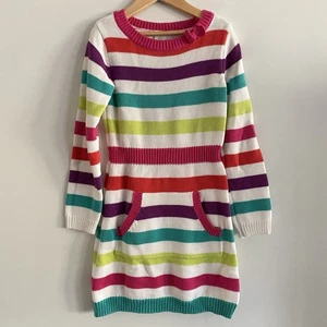 Gymboree Rainbow Sweater Dress Size 8 Striped Pockets Cute Fun Party Colorful - Picture 1 of 10