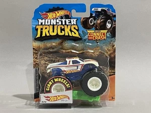 Monster Trucks Giant Wheels - Hot Wheels Racing Truck w/ Connect & Crash Car NEW - Picture 1 of 2