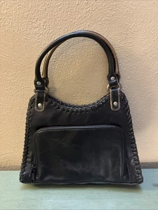 Pochette/borsa donna Duck Head in pelle nera con zip vintage - Foto 1 di 5