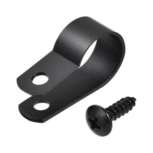 50pcs 16mm Nylon Type R Câble Clips Pince à Fil Pinces avec Vis Noir - Photo 1/5