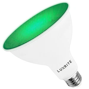 Luxrite LED PAR38 Flood Green Light Bulb 8W=45W Damp Rated UL E26 Base - Picture 1 of 7