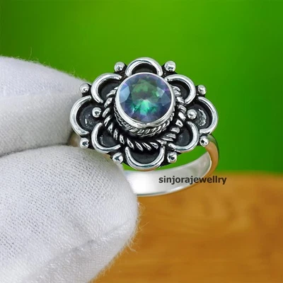 Anello regalo fatto a mano in argento sterling 925 con pietra preziosa topazi... - Immagine 1 di 4