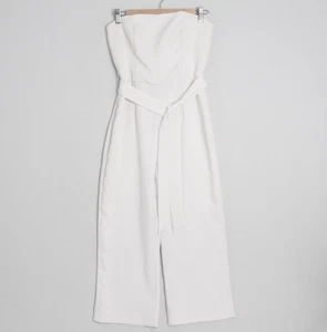 Mono Sheike para mujer talla 38 10 blanco texturizado sin tirantes con cinturón - Imagen 1 de 11