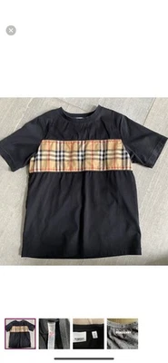 Burberry Niño Negro Clásico Cuadros Camiseta Talla 8 Foto 1 de 4