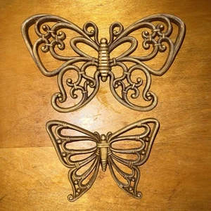 Set Of 2 VINTAGE HOMCO 1978 BUTTERFLIES - WALL HANGINGS by DART INC. MADE IN USA - Picture 1 of 11