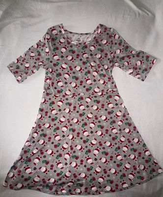 Christmas Santa Skater Pullover Dress For Girls 3/4 Sleeves  Size Large 10-12 - Image 1 of 4