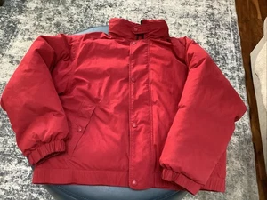 Eddie Bauer Bomberjacke Mantel Herren XL rot Gänsedaunenkragen Kapuze - TOP! - Bild 1 von 11