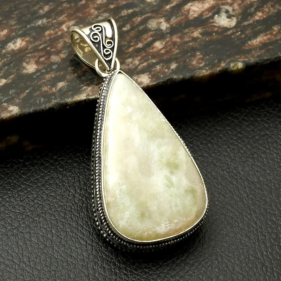 Colgante de piedras preciosas de serafinita de agua hecha a mano diseño antiguo joyería 2,4" AP-22024 Foto 1 de 1