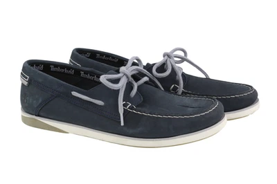 Timberland A416H Homme Chaussures UK9.5 EU44 Bleu Cuir Basse Amande Orteil Nuage - Photo 1/4