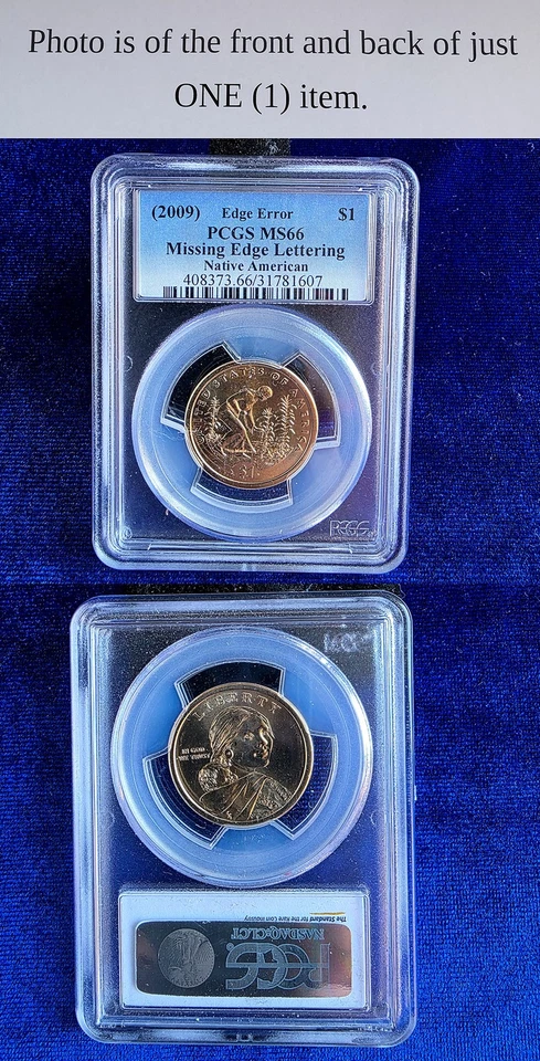 Native American Edge 2009 error $1 graduación profesional MS66 faltan letras de borde Foto 1 de 1