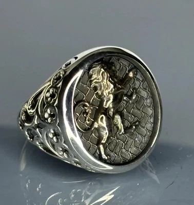 Handcrafted Sterling Silver Lion Ring: Medieval Style Men's Jewelry - Image 1 of 4