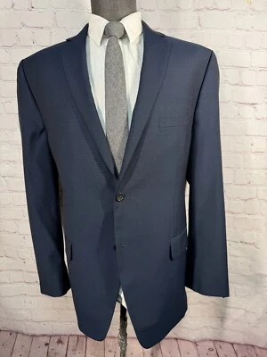 Mens Navy Blue Wool SLIM FIT 2 Button Suit Sport Coat Blazer Jacket SIZE 44R - Image 1 of 4