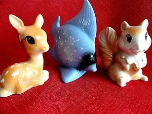 Three Vintage Porcelain  Miniature Figurines Fish - CROWNSTAFS England - Picture 1 of 7