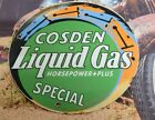 VINTAGE OLD COSDEN LIQUID GAS GASOLINE MOTOR OIL PORCELAIN GAS STATION SIGN