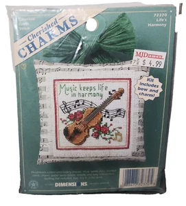 Vintage 1997 Dimensions Cherished Charms Music Life’s Harmony Cross Stitch Kit - Picture 1 of 6