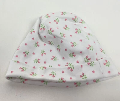Sombrero Kissy Kissy Bebé Niñas Rosa Blanco Corazones Flores Pima Algodón Nuevo con Etiquetas S 0-3 3-6 Foto 1 de 4