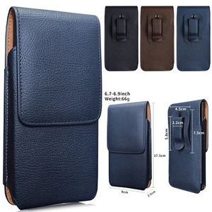 For Apple iPhone 16 15 14 13 12 11 Pro Max Leather Belt Clip Holster Case Cover - Picture 1 of 21