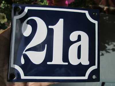 Hausnummer Emaille Nr. 21a weisse Zahl auf blauem Hintergrund 12 cm x 10 cm  - Image 1 of 4