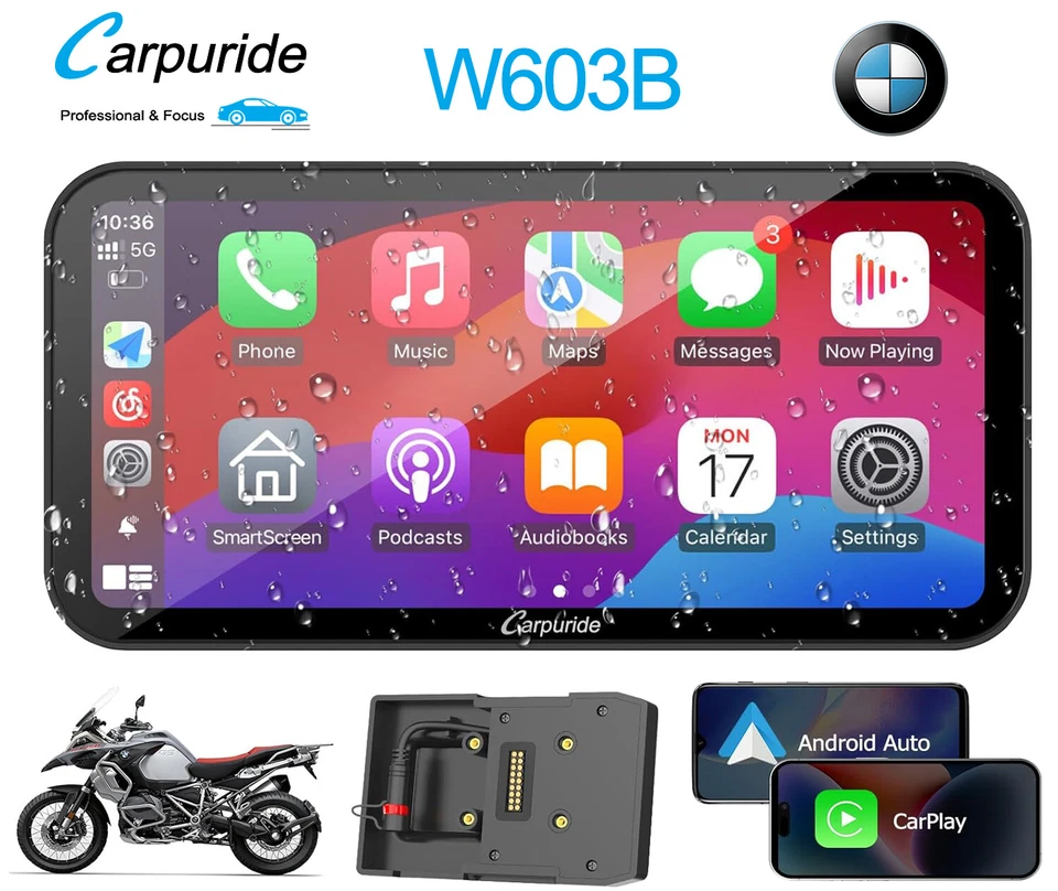 Carpuride W603B Carplay Android Auto Portable GPS Navigator für BMW Motorräder - Bild 1 von 4