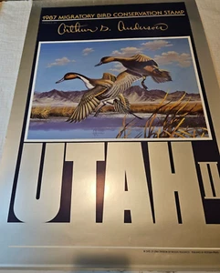 Utah. 1987 Zugvogelschutz Briefmarkendruck Poster von Arthur G. A - Bild 1 von 4