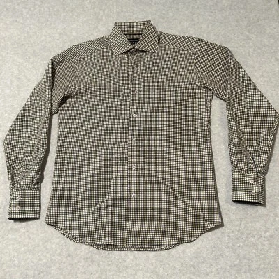 BOGOSSE M Gingham Dress Shirt Yellow Blue Long Sleeve Mens Size 2 (Small) - Image 1 of 4