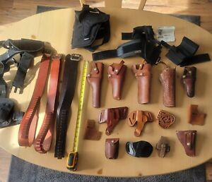 Pistol Holster Lot  Vintage Leather,Tatical Nylon, ammo belts,Hunter,S&W,Bianchi