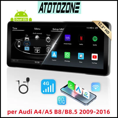 ATOTO 12.3" Per Audi A4/A5 B8/B8.5 2009-2016 Android Autoradio GPS Navi Carplay - Immagine 1 di 4