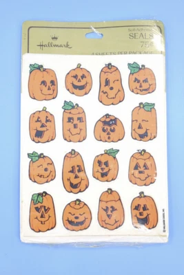 Hallmark Calabaza Jack O Linterna Halloween Pegatinas Selladas 4 Hojas 1970 Nuevo de Lote Antiguo Foto 1 de 4